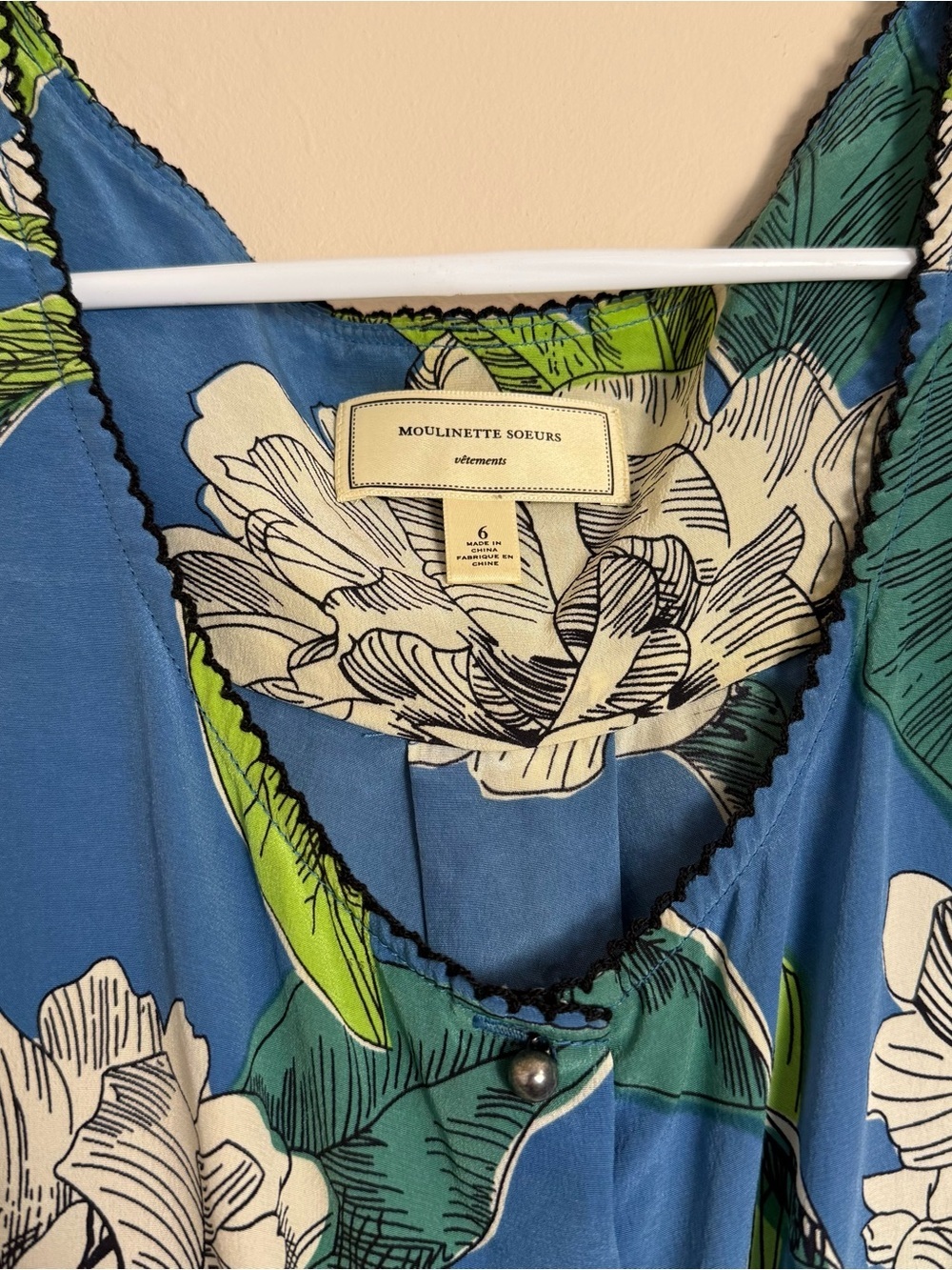 Anthropologie Moulinette Soeurs silk Blue Floral Sleeveless Sundress size 6 - Picture 3 of 7